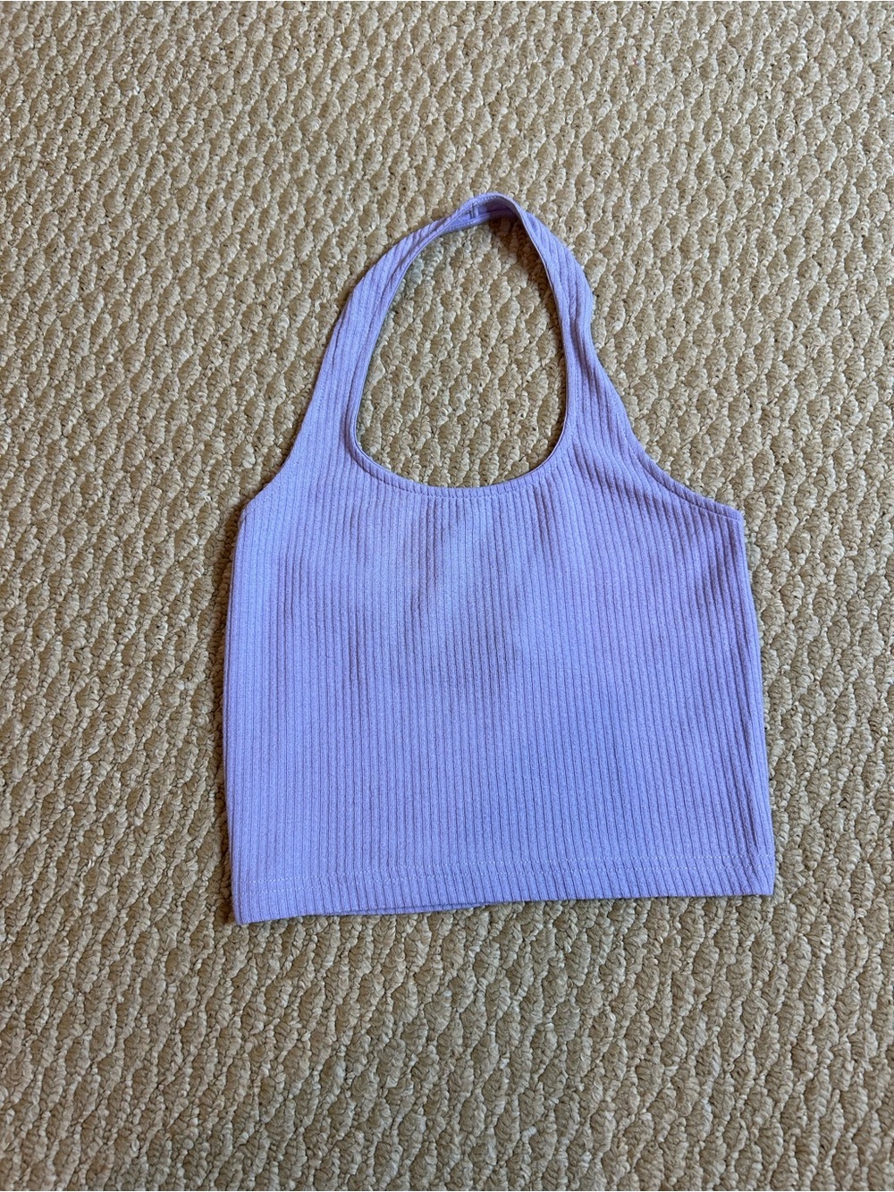 H&M Ribbed Halter Crop Top in Pale Lavender